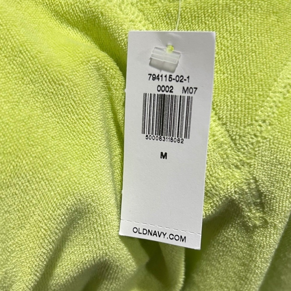 Old Navy Women Size Medium Neon Green Velour Crewneck Sweatshirt Pullover - Picture 5 of 6
